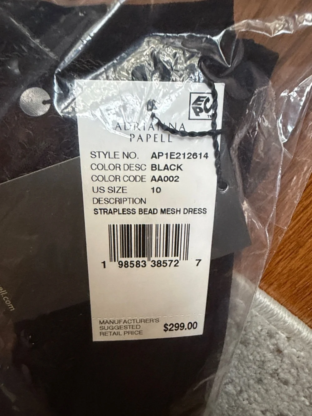 Strapless Sequin Ruffle Combo Gown In Black - Picture 6 of 6